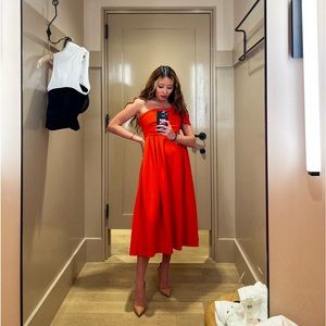 Topshop orange midi dress